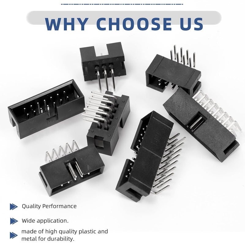 Glarks 47pcs 6/8/10/12/14/16/18Pin 2mm Pitch Dual Row Right Angle Box Header Kit, 7 Sizes IDC Socket Connector, IDC Box Headers, Dual Pin Box Headers for PCB Electronic Equipment Projects - Image 3